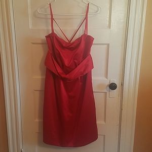 Red satin dress